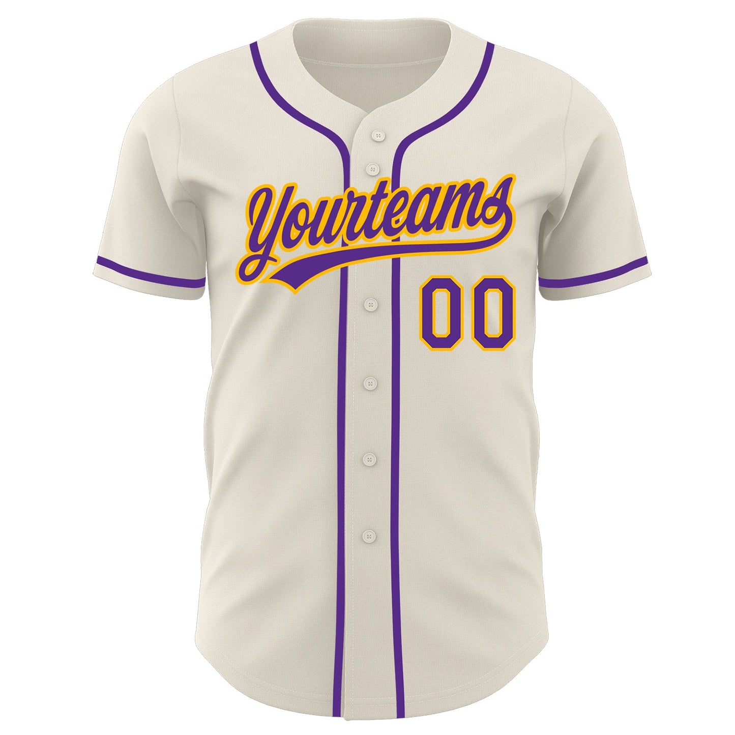 Custom Cream Purple-Gold Authentic Baseball Jersey view 2