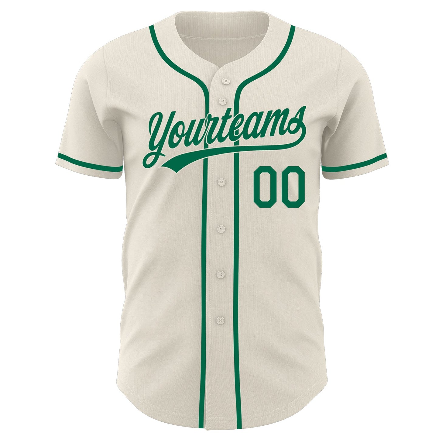 Custom Cream-Kelly Green Authentic Baseball Jersey view 2