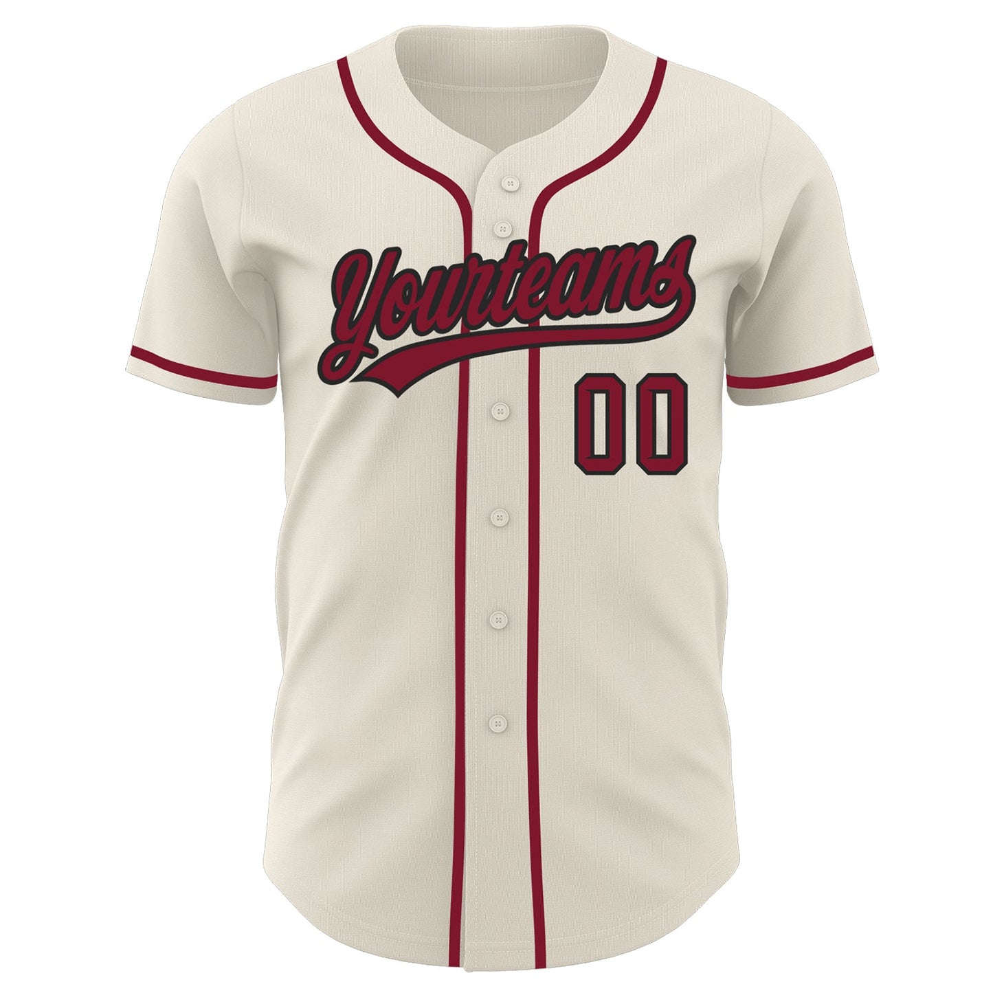 Custom Cream Crimson-Black Authentic Baseball Jersey view 2