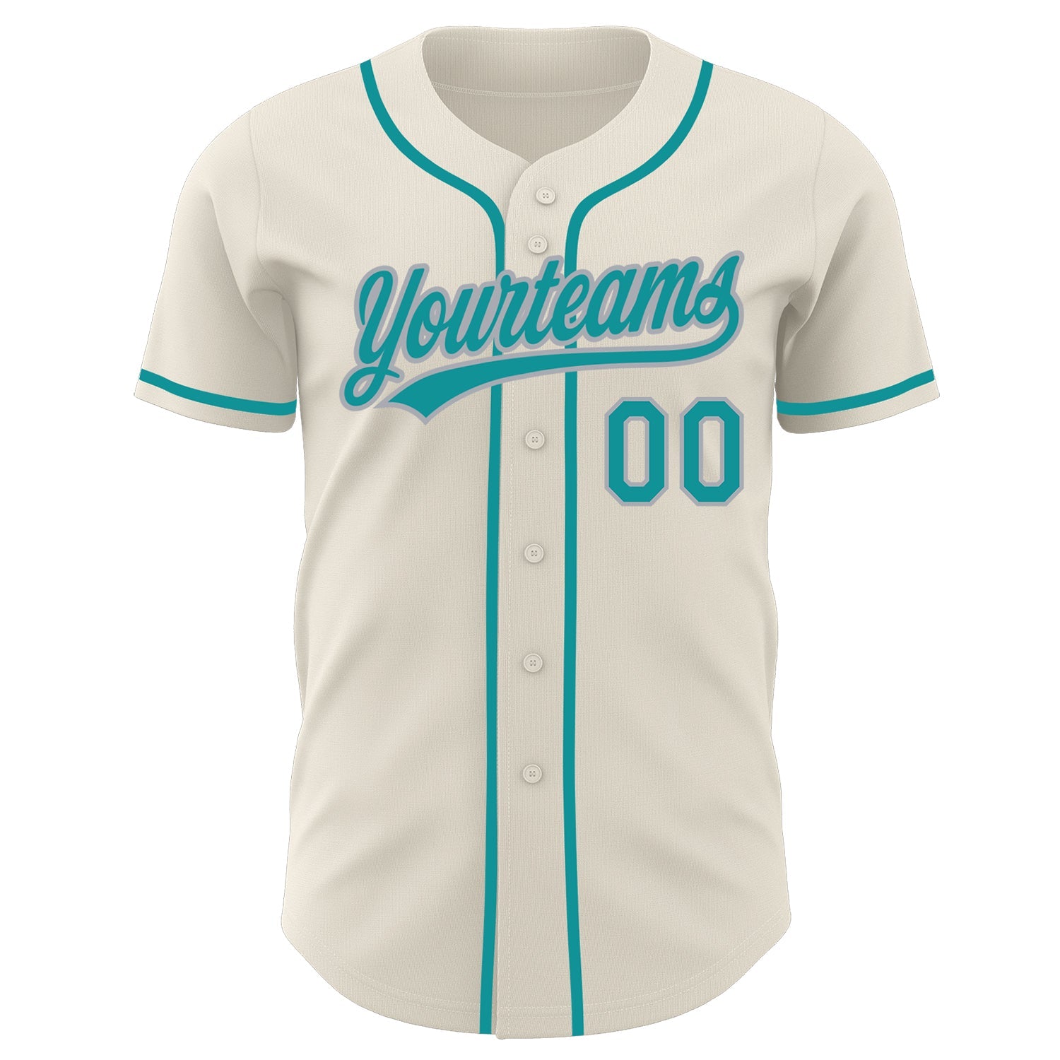 Custom Cream Teal-Gray Authentic Baseball Jersey view 2