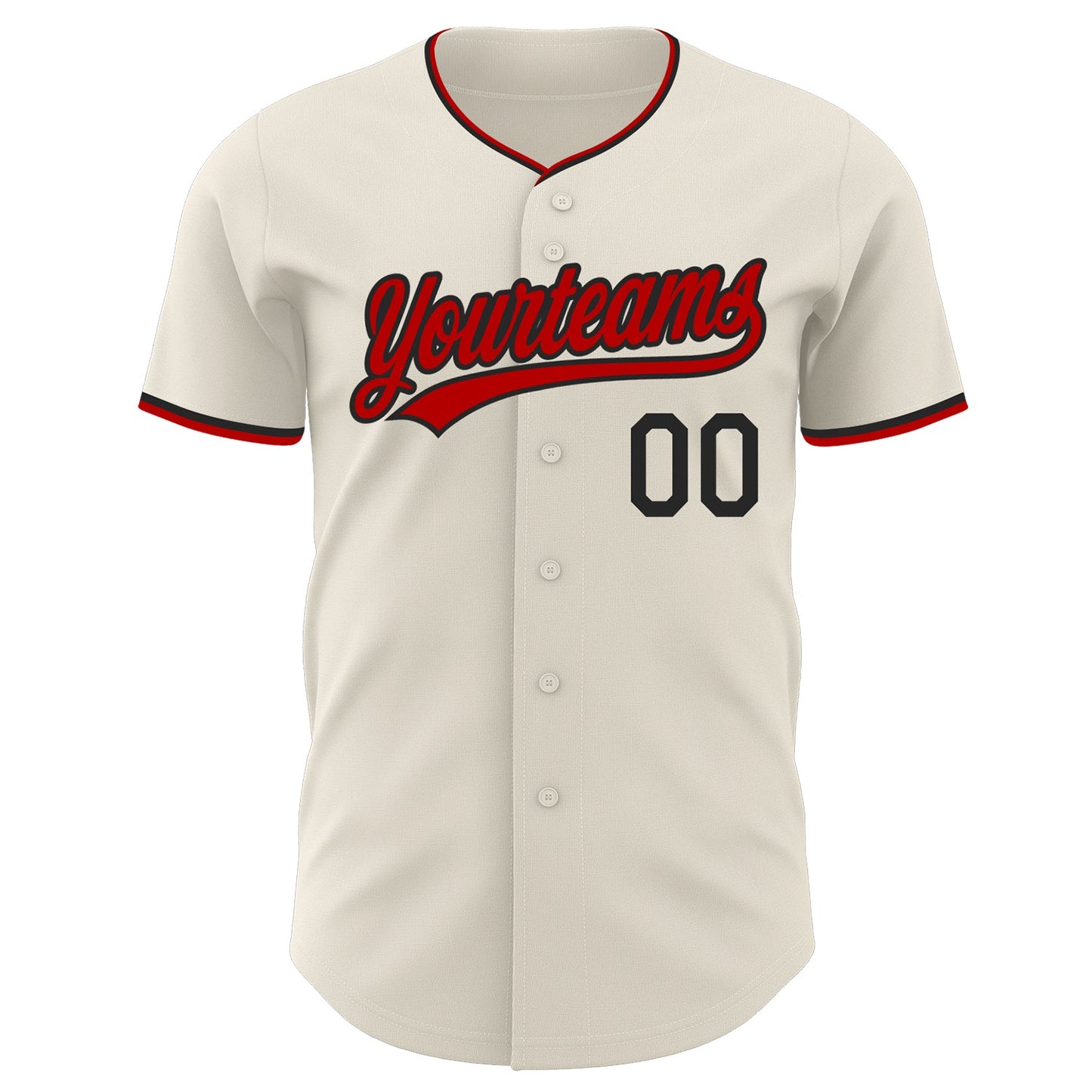 Custom Cream Black-Red Authentic Baseball Jersey view 2