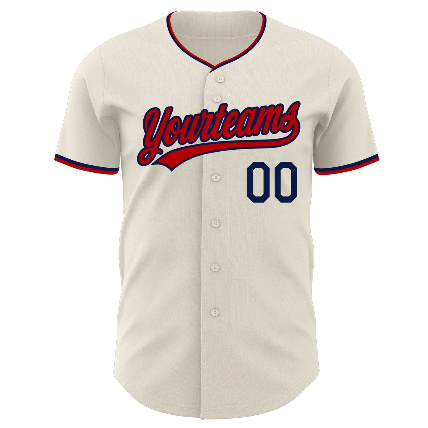 Custom Cream Navy-Red Authentic Baseball Jersey view 2