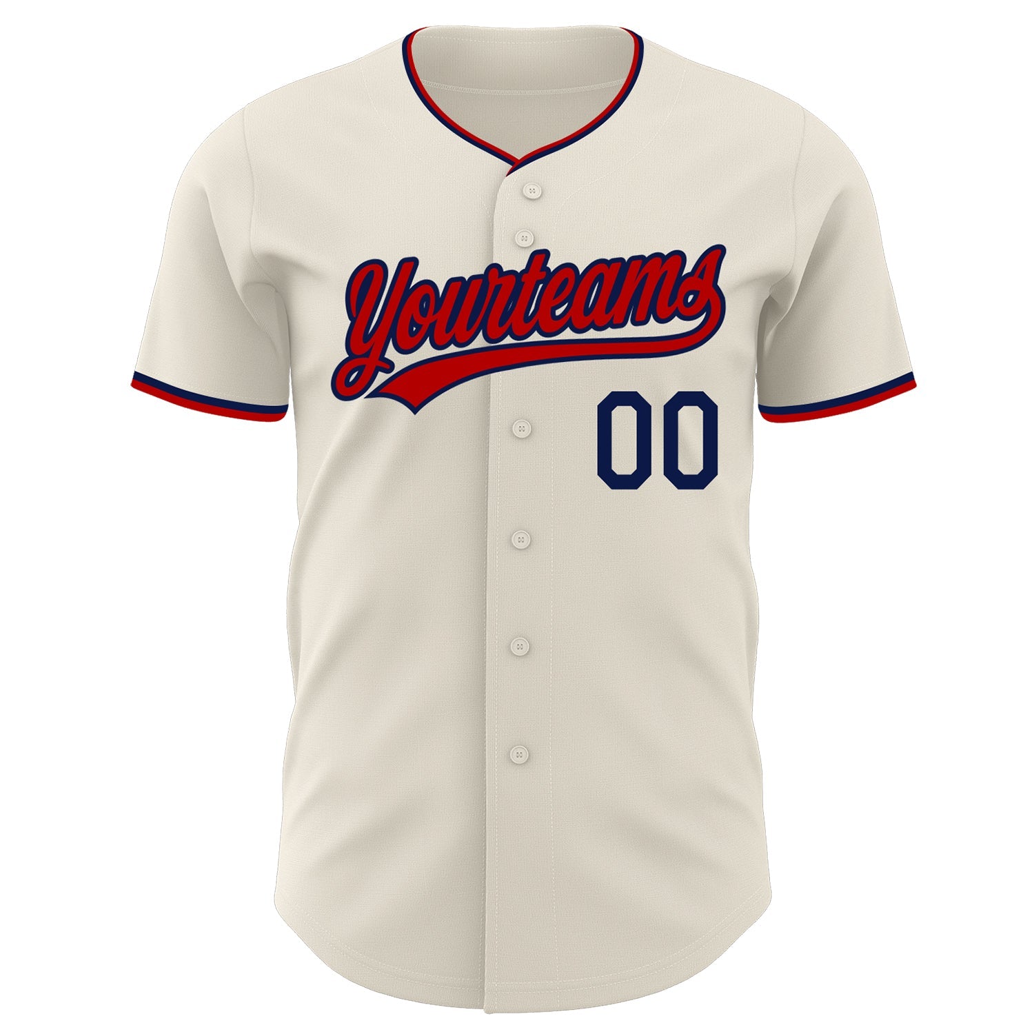 Custom Cream Navy-Red Authentic Baseball Jersey view 2