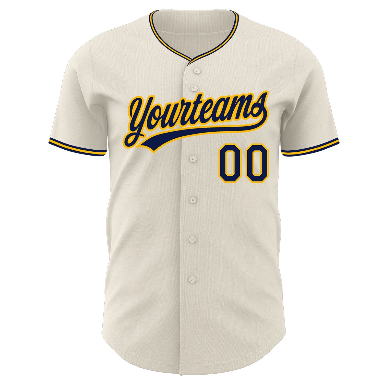 Custom Cream Navy-Gold Authentic Baseball Jersey view 2