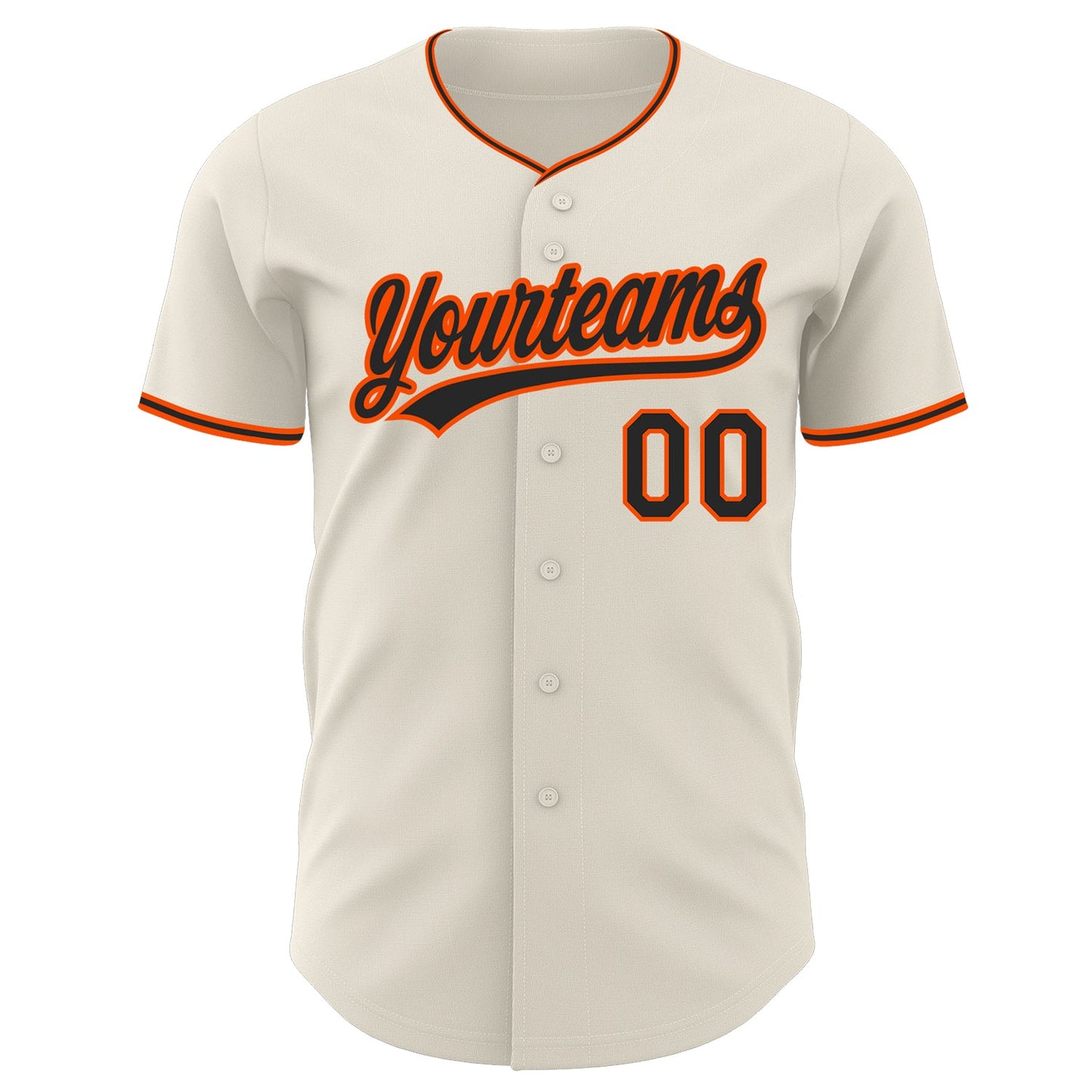 Custom Cream Black-Orange Authentic Baseball Jersey view 2