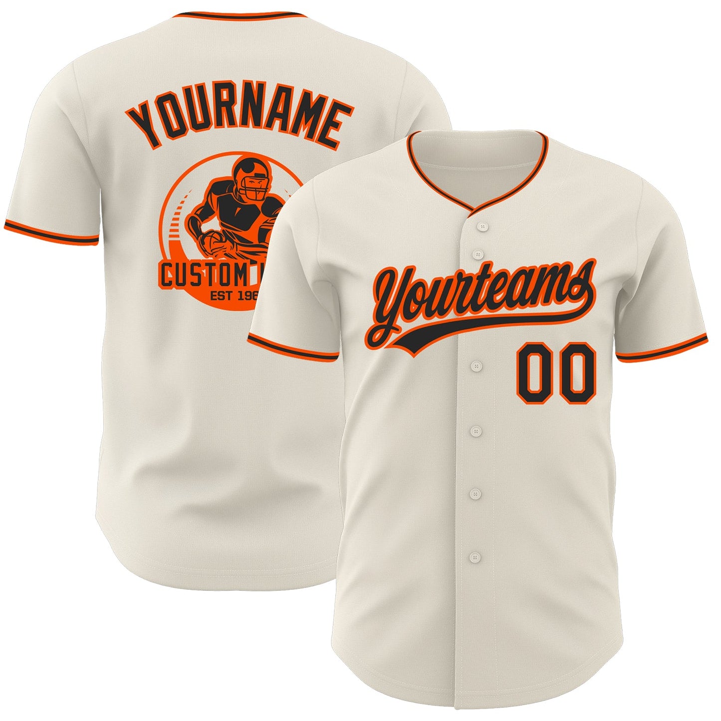 Custom Cream Black-Orange Authentic Baseball Jersey - Main View