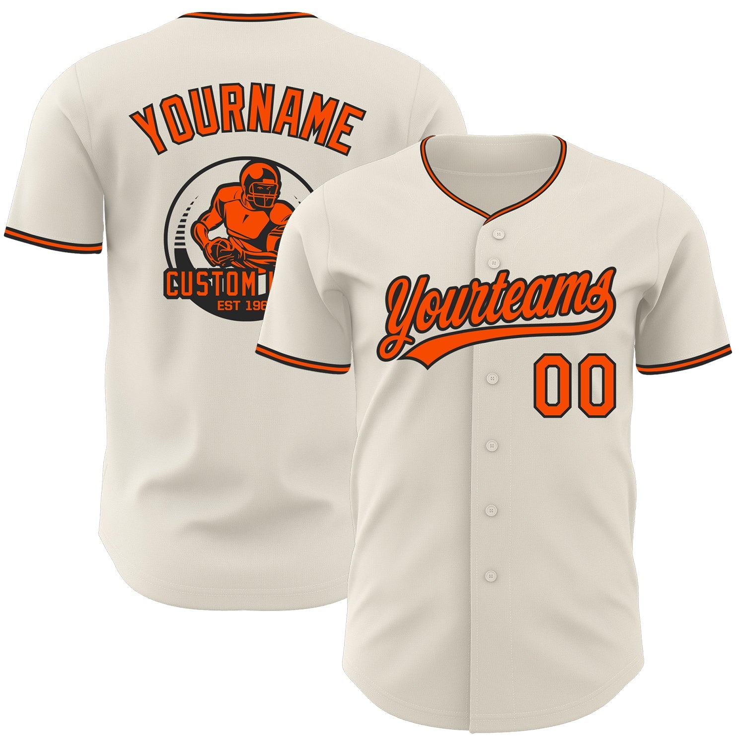 Custom Cream Orange-Black Authentic Baseball Jersey - Main View