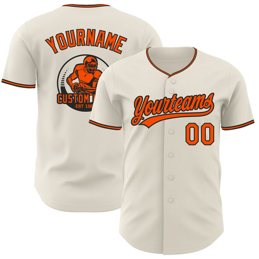 Custom Cream Orange-Black Authentic Baseball Jersey - Main View