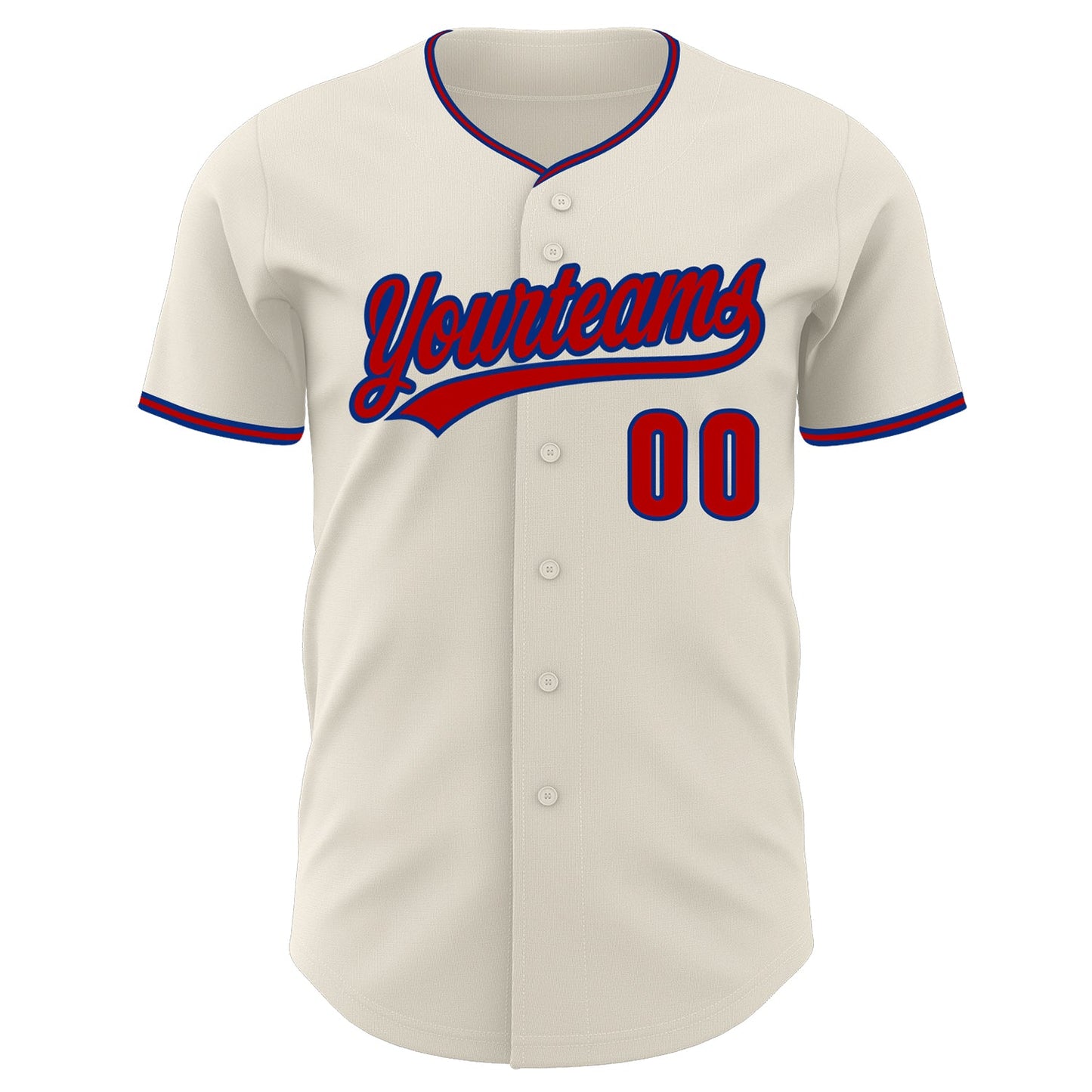 Custom Cream Red-Royal Authentic Baseball Jersey view 2