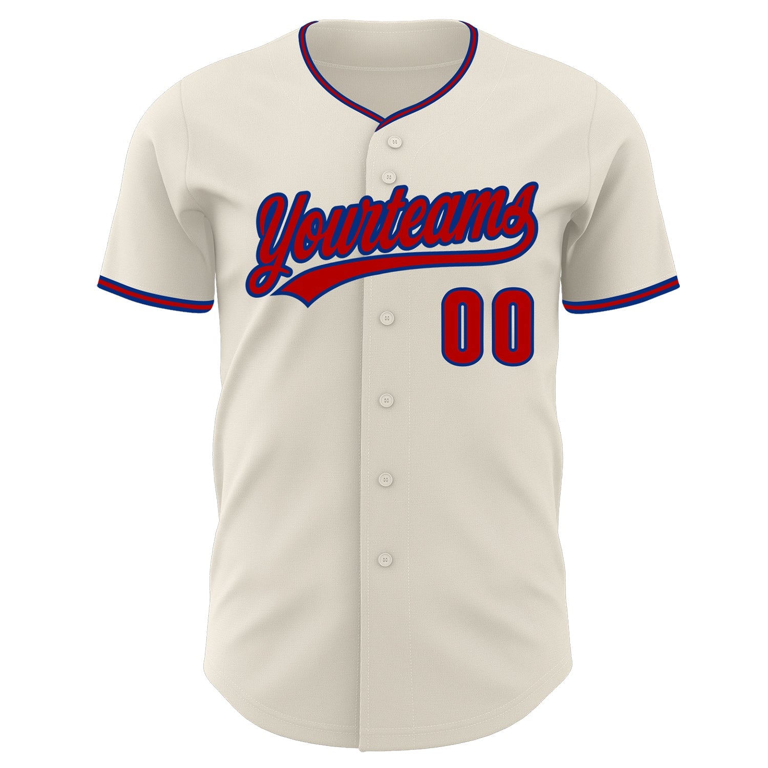 Custom Cream Red-Royal Authentic Baseball Jersey view 2