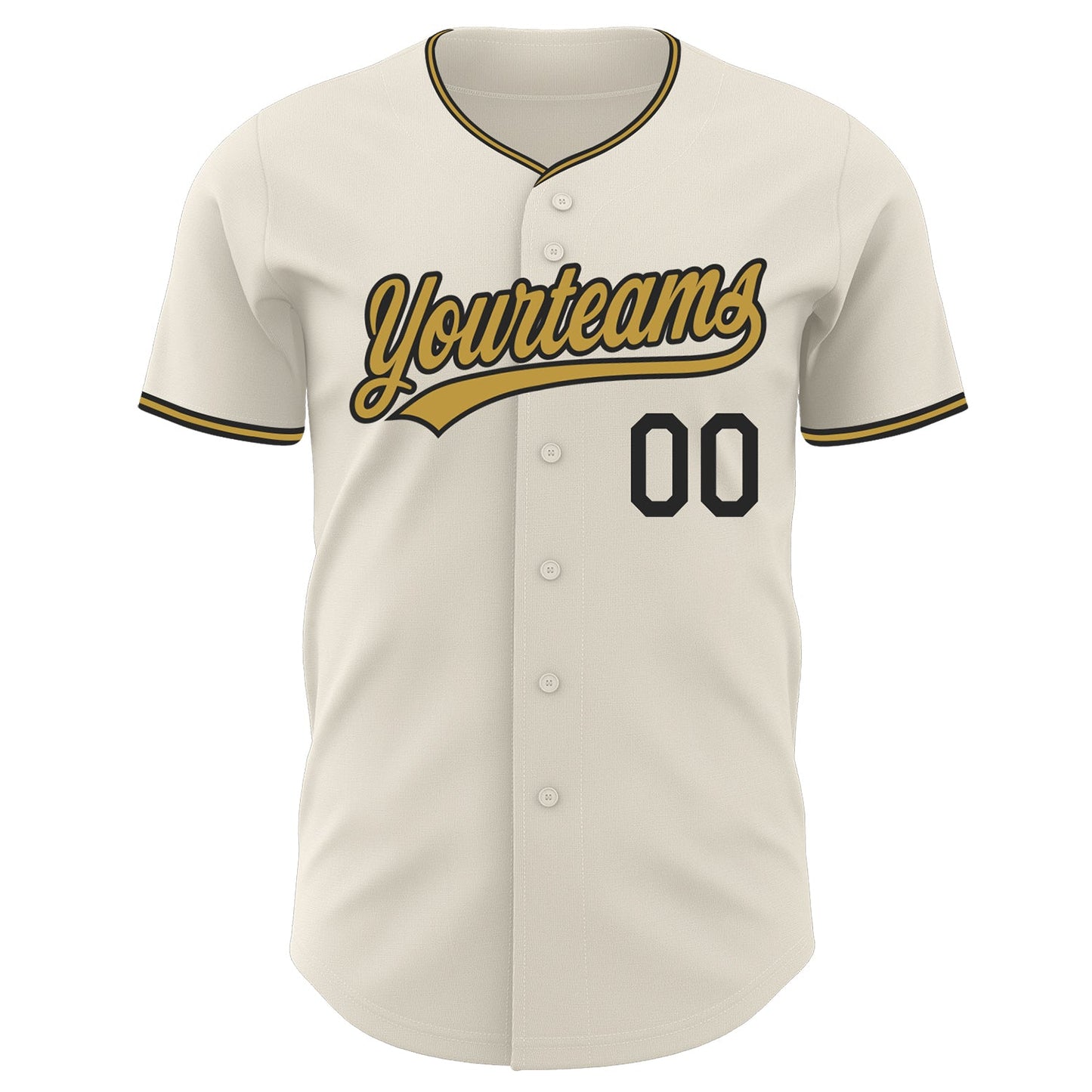 Custom Cream Black-Old Gold Authentic Baseball Jersey view 2