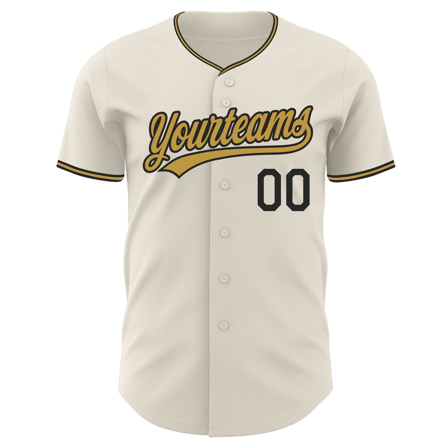 Custom Cream Black-Old Gold Authentic Baseball Jersey view 2