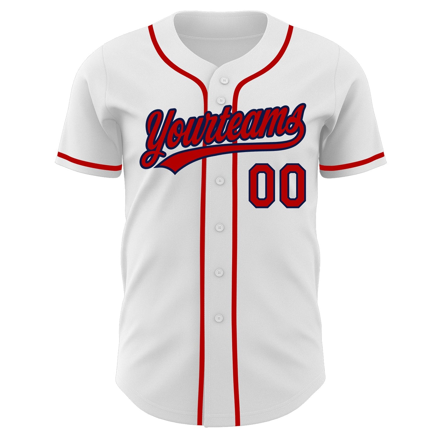 Custom White Red-Navy Authentic Baseball Jersey view 2