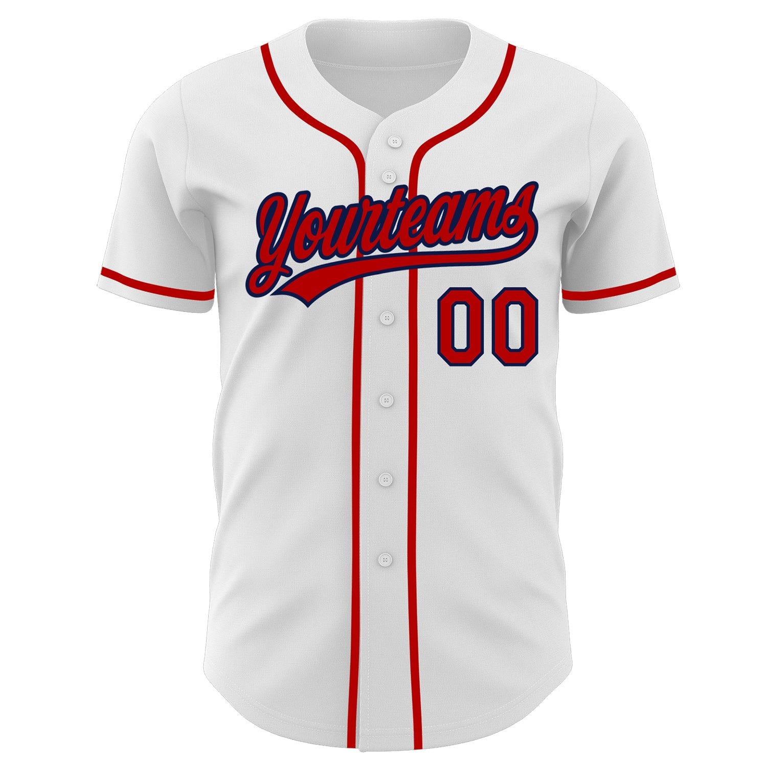 Custom White Red-Navy Authentic Baseball Jersey view 2