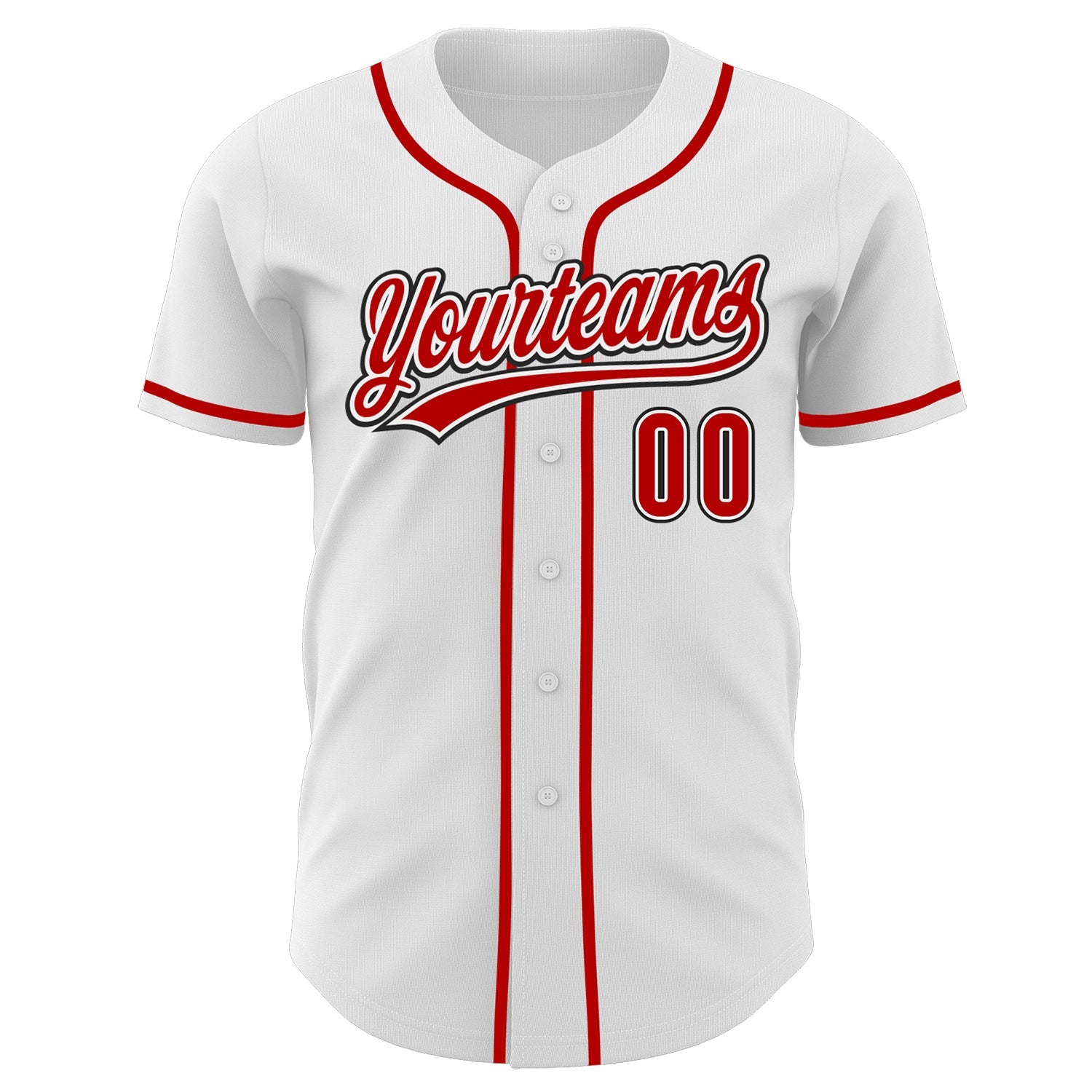 Custom White Red-Black Authentic Baseball Jersey view 2