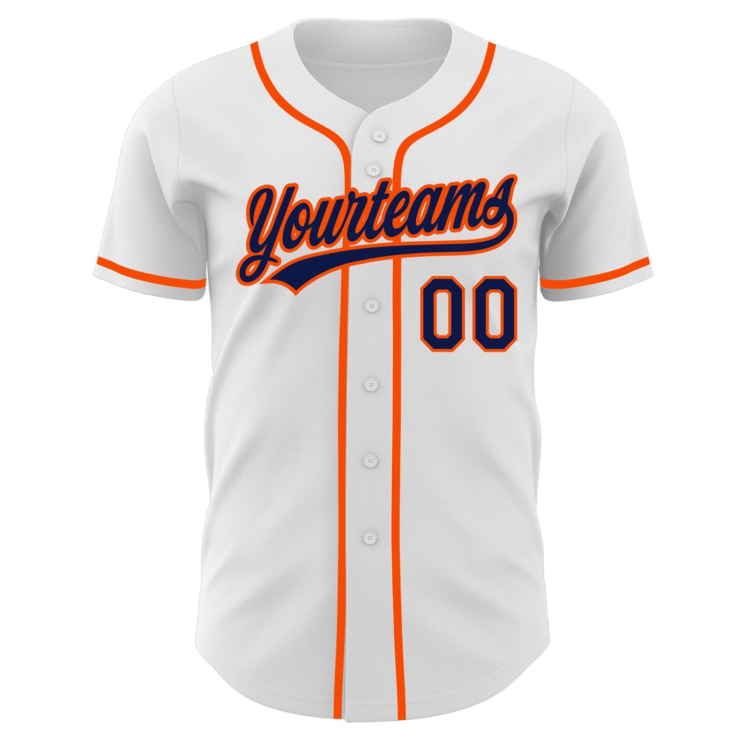 Custom White Navy-Orange Authentic Baseball Jersey view 2