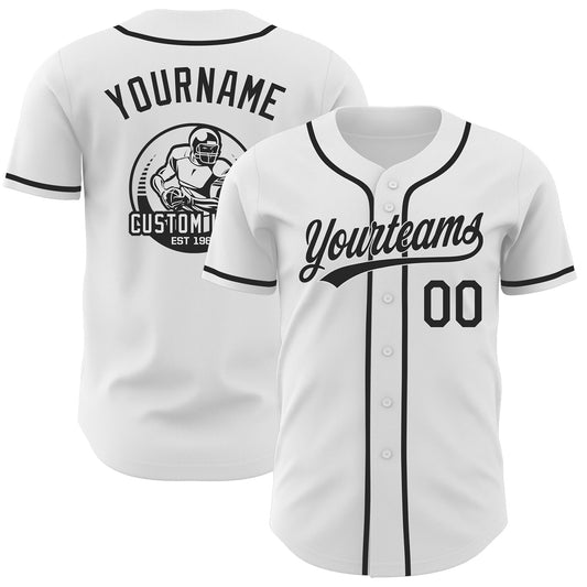 Custom White-Black Authentic Baseball Jersey - Main View