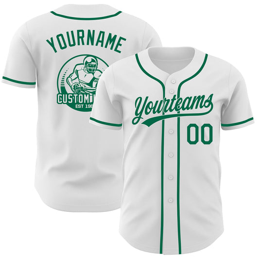 Custom White-Kelly Green Authentic Baseball Jersey - Main View