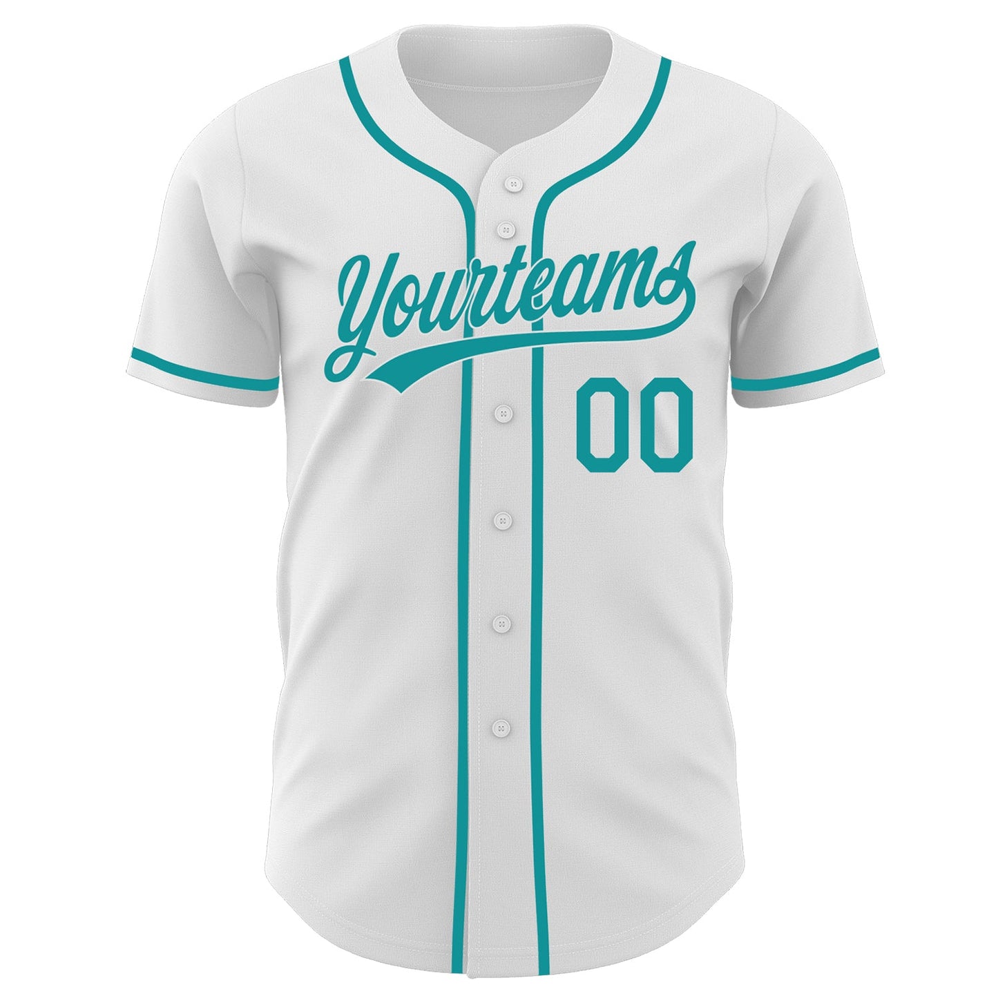 Custom White-Teal Authentic Baseball Jersey view 2