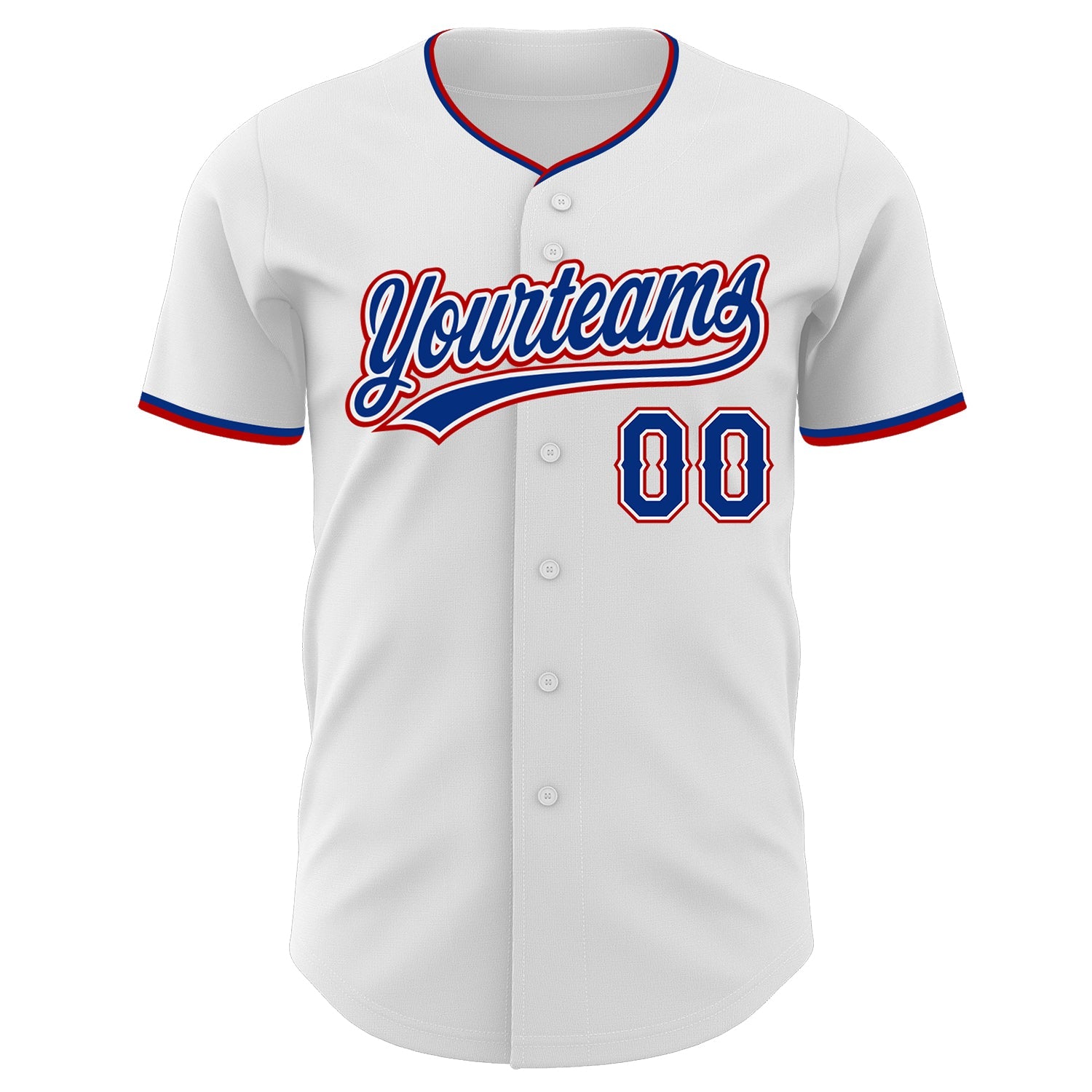 Custom White Royal-Red Authentic Baseball Jersey view 2