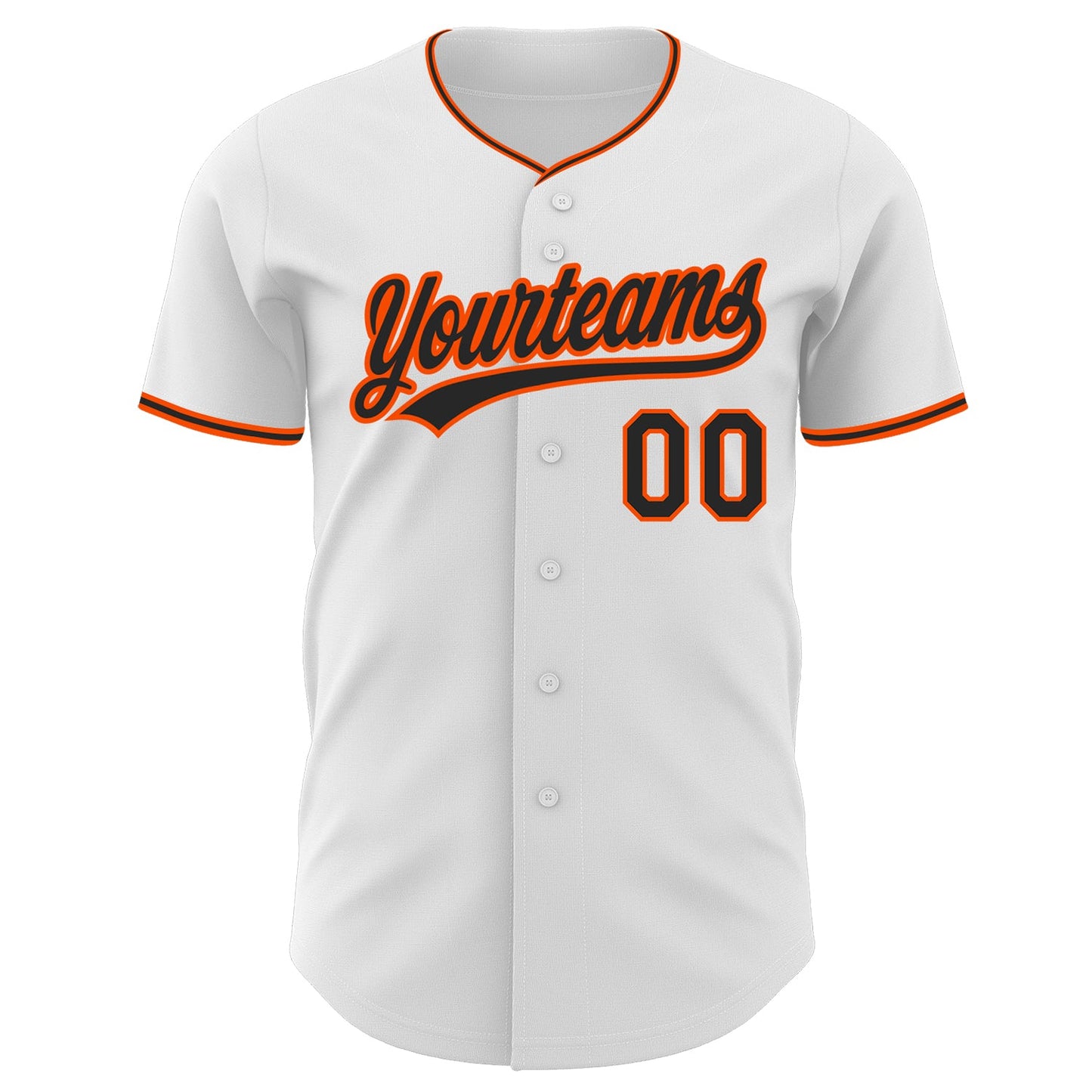 Custom White Black-Orange Authentic Baseball Jersey view 2