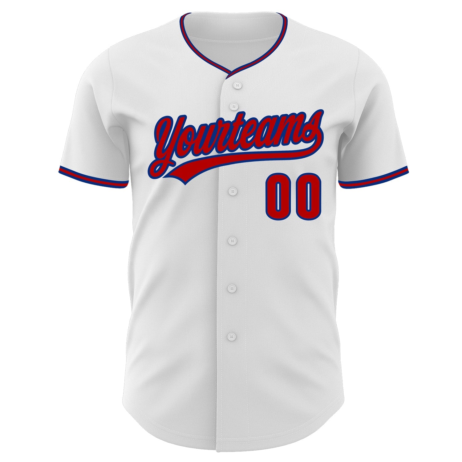 Custom White Red-Royal Authentic Baseball Jersey view 2