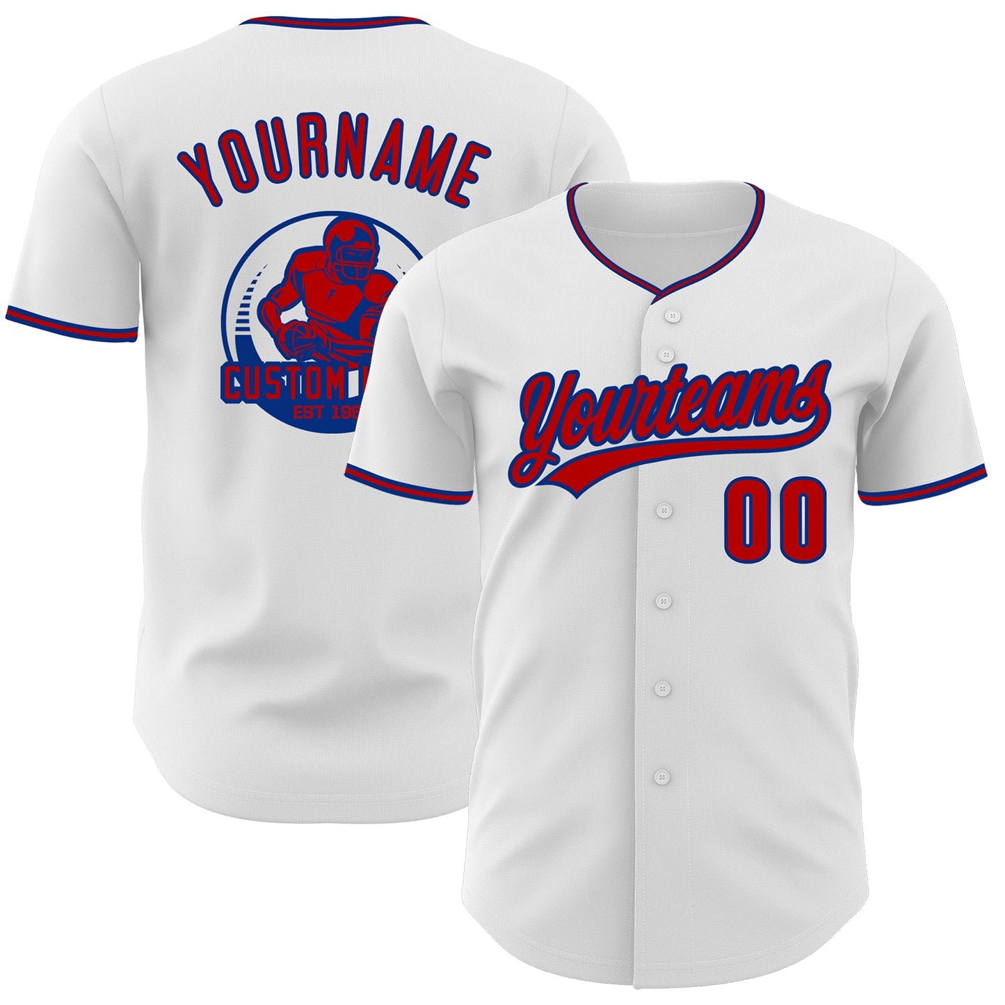 Custom White Red-Royal Authentic Baseball Jersey - Main View