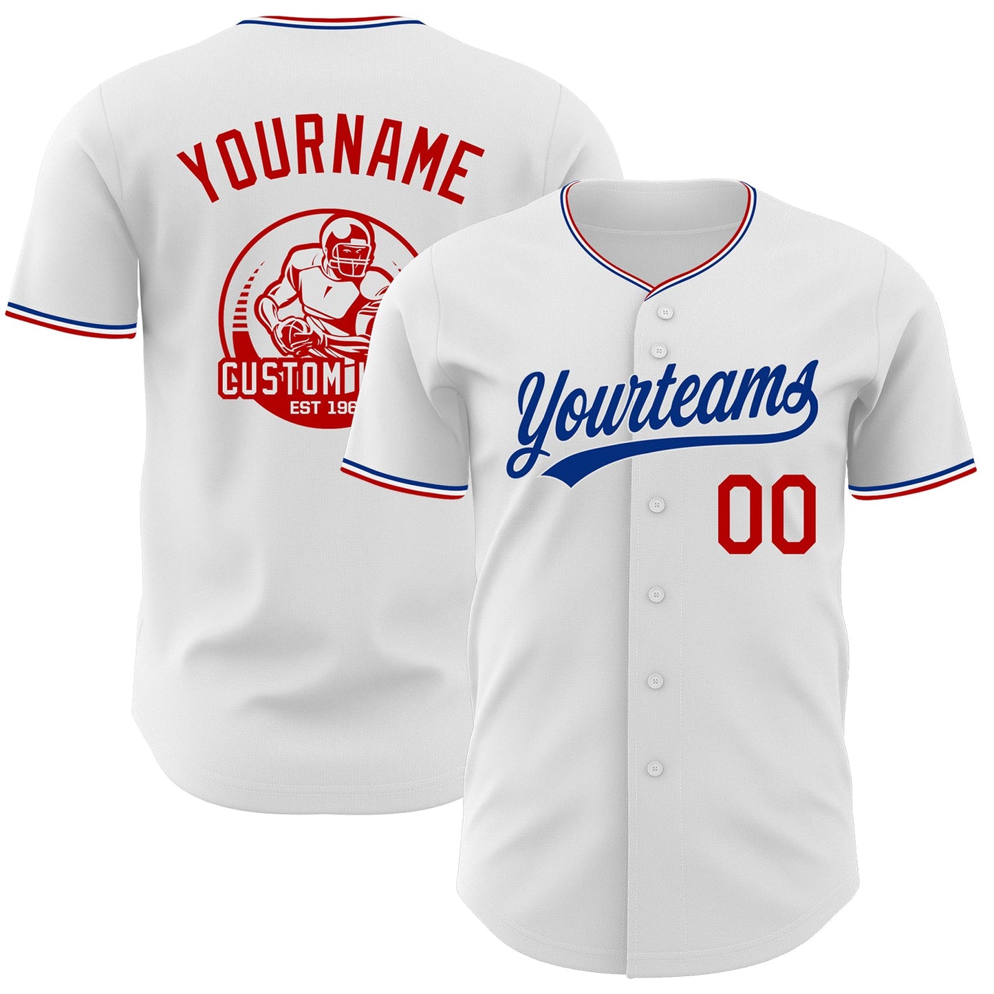 Custom White Red-Royal Authentic Baseball Jersey - Main View