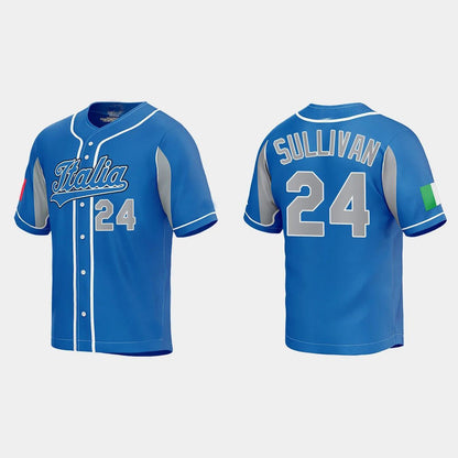 #24 BRETT SULLIVAN ITALY BASEBALL 2023 WORLD BASEBALL CLASSIC JERSEY ¨C ROYAL Stitches Baseball Jerseys - Main View