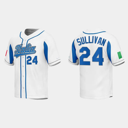 #24 BRETT SULLIVAN ITALY BASEBALL 2023 WORLD BASEBALL CLASSIC JERSEY - WHITE Stitches Baseball Jerseys