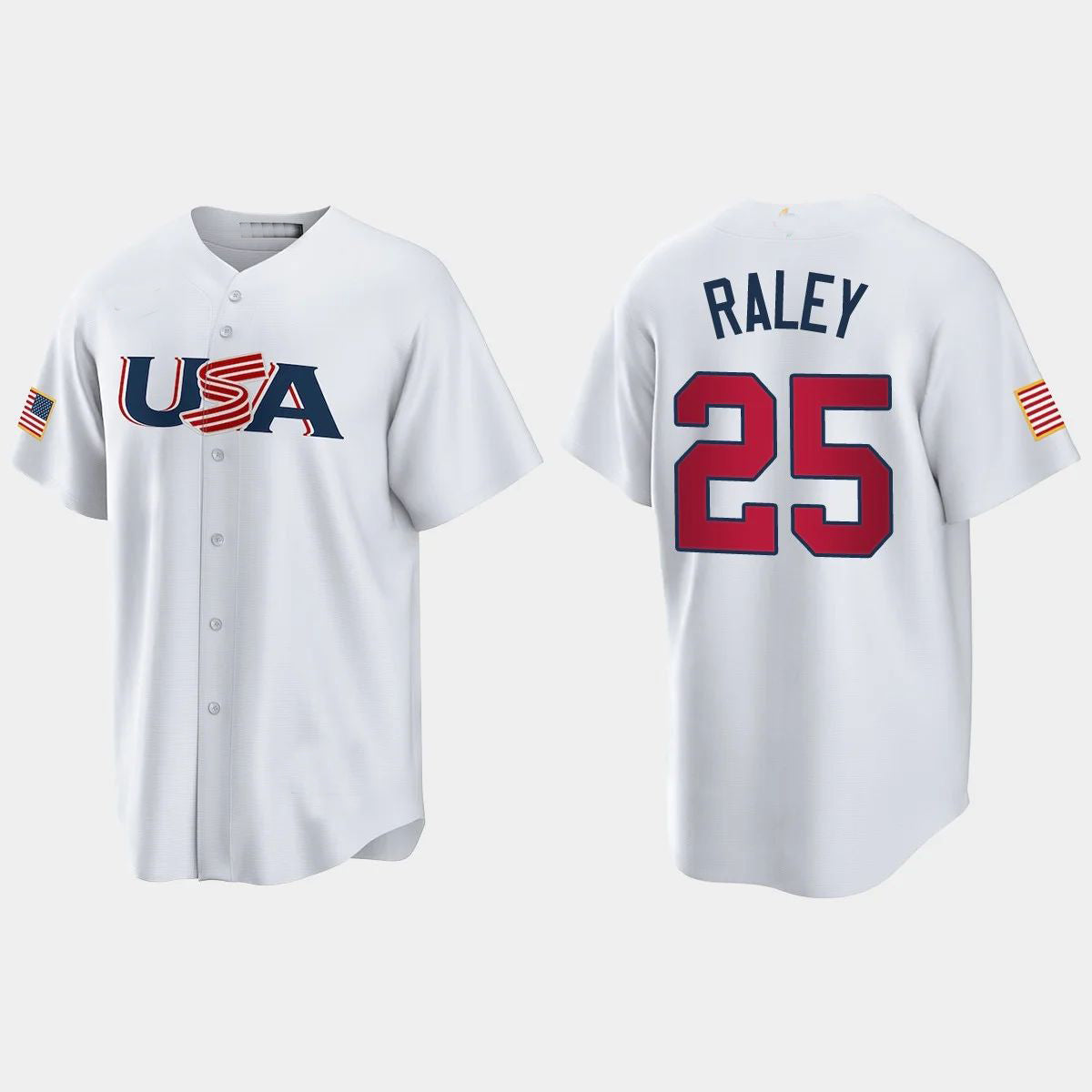 #25 BROOKS RALEY NEW YORK METS 2023 WORLD BASEBALL CLASSIC USA REPLICA JERSEY ¨C WHITE Stitches Baseball Jerseys - Main View
