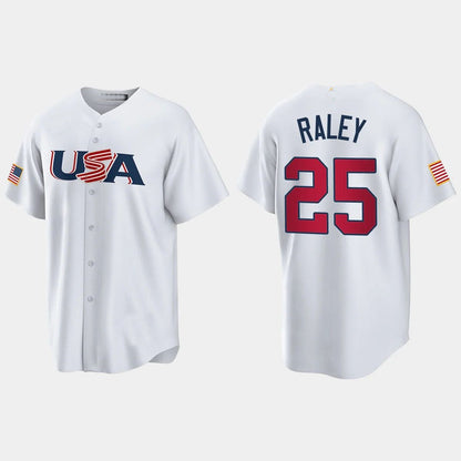 #25 BROOKS RALEY NEW YORK METS 2023 WORLD BASEBALL CLASSIC USA REPLICA JERSEY ¨C WHITE Stitches Baseball Jerseys - Main View