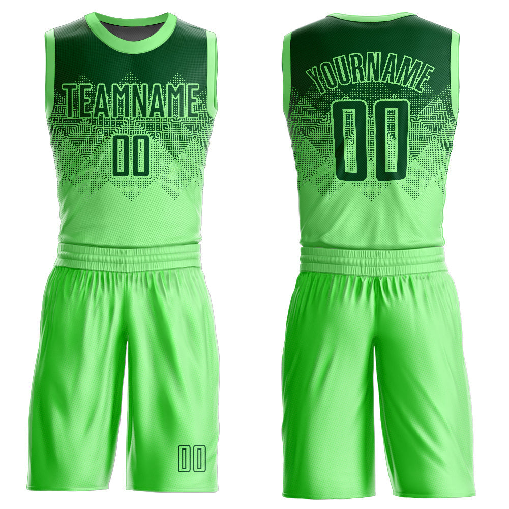 Custom Pea Green Green Round Neck Sublimation Basketball Uniform Jersey - Main View
