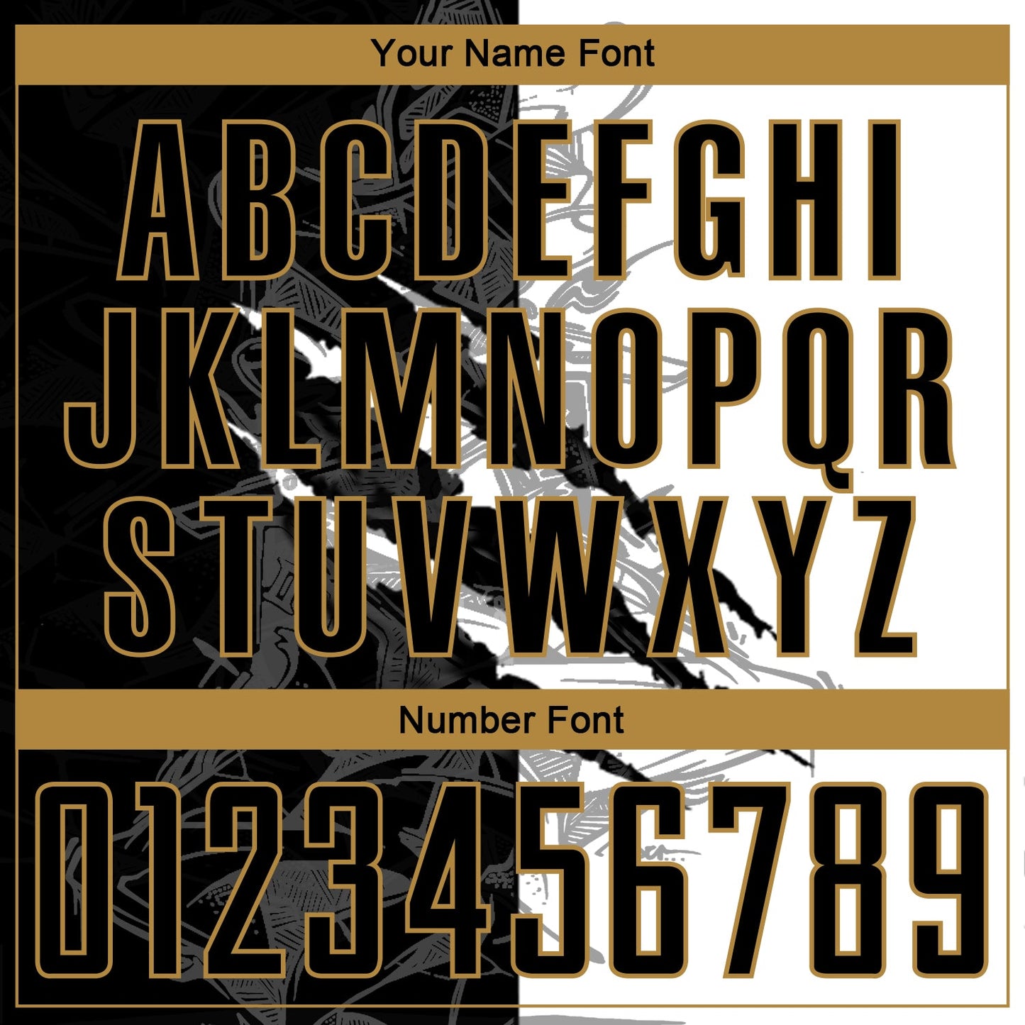 Custom Graffiti Pattern Black-Old Gold Scratch Round Neck Sublimation Basketball Uniform Jersey view 4