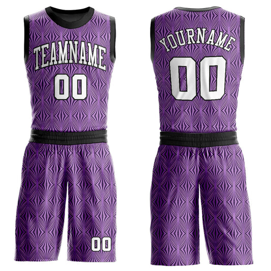 Custom Purple White-Black Round Neck Sublimation Basketball Uniform Jersey - Main View