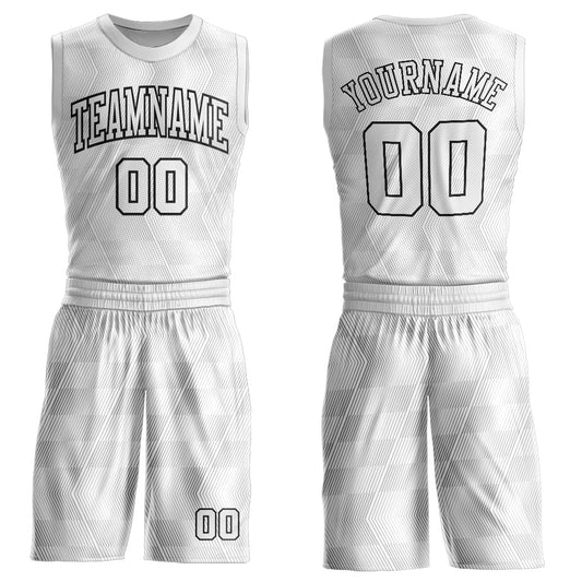 Custom Gray White-Black Round Neck Sublimation Basketball Uniform Jersey - Main View