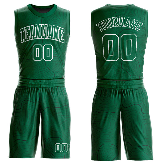 Custom Kelly Green White Round Neck Sublimation Basketball Uniform Jersey - Main View