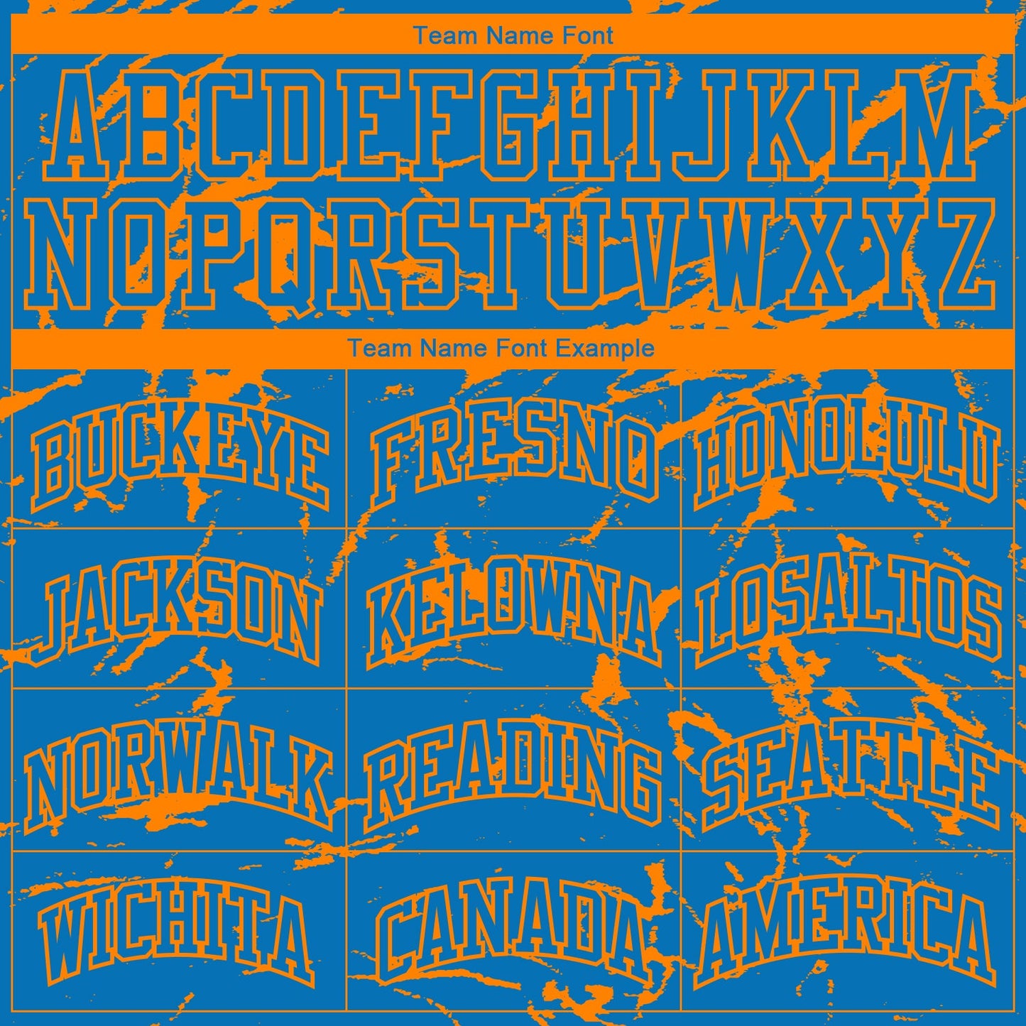 Custom Blue Bay Orange Abstract Grunge Art Round Neck Sublimation Basketball Uniform Jersey view 3