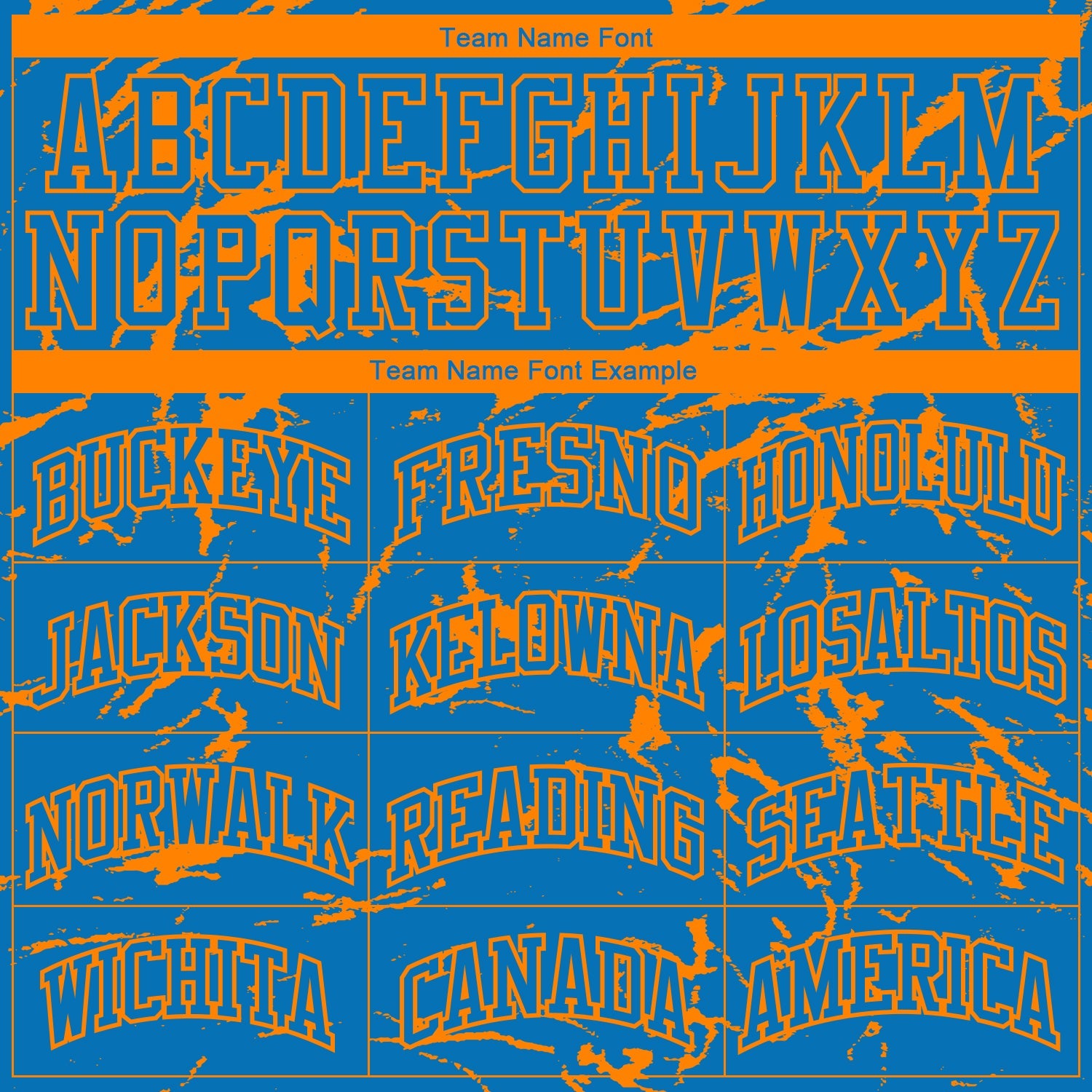 Custom Blue Bay Orange Abstract Grunge Art Round Neck Sublimation Basketball Uniform Jersey view 3