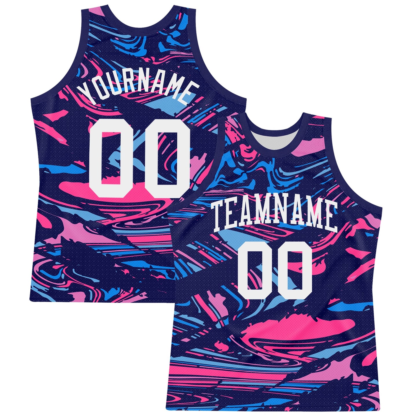Custom Figure White-Pink Fluid Art Round Neck Sublimation Basketball Set Jersey - Main View