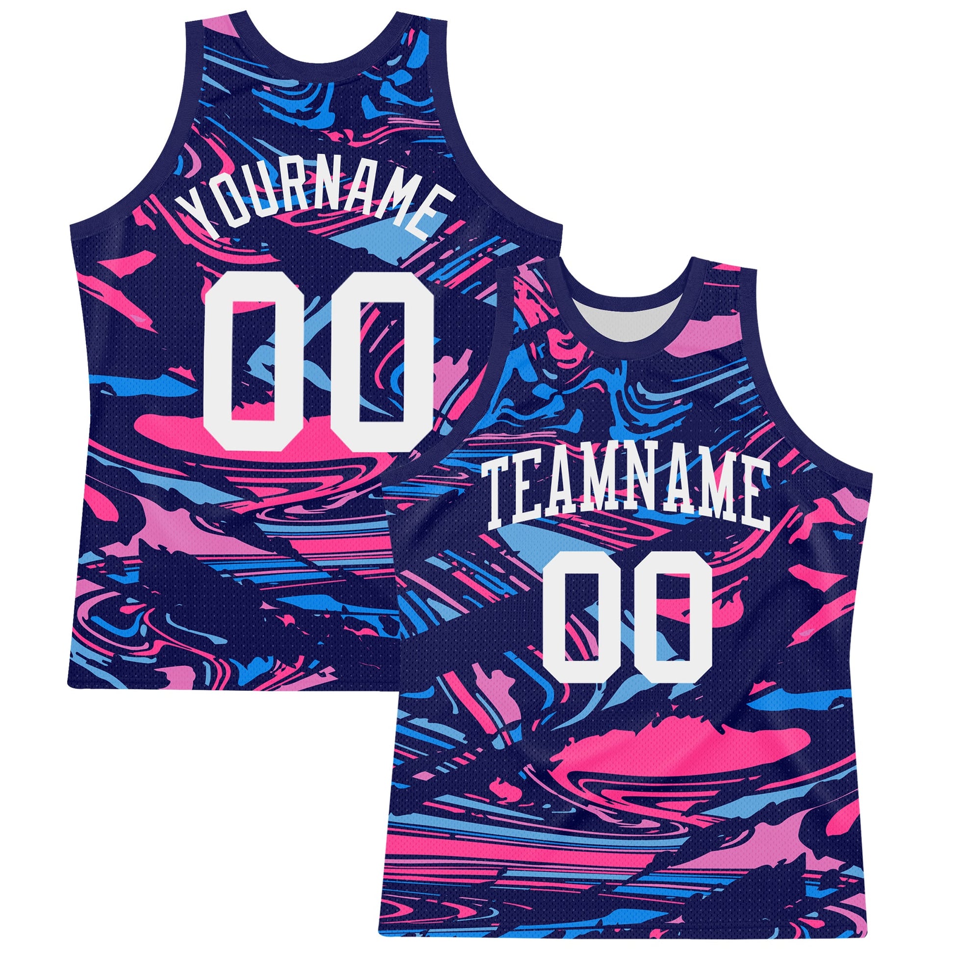 Custom Figure White-Pink Fluid Art Round Neck Sublimation Basketball Set Jersey - Main View