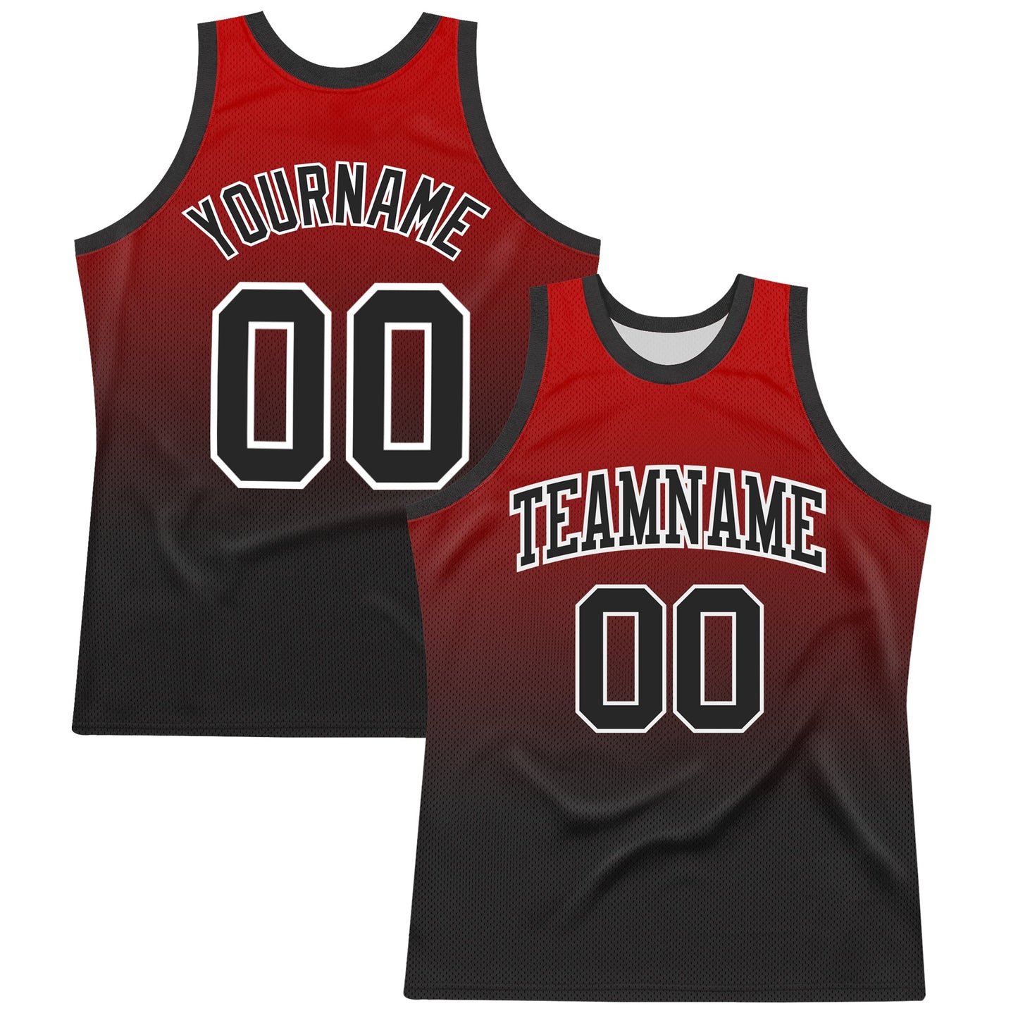 Custom Red Black-White Fade Fashion Round Neck Sublimation Basketball Set Jersey - Main View