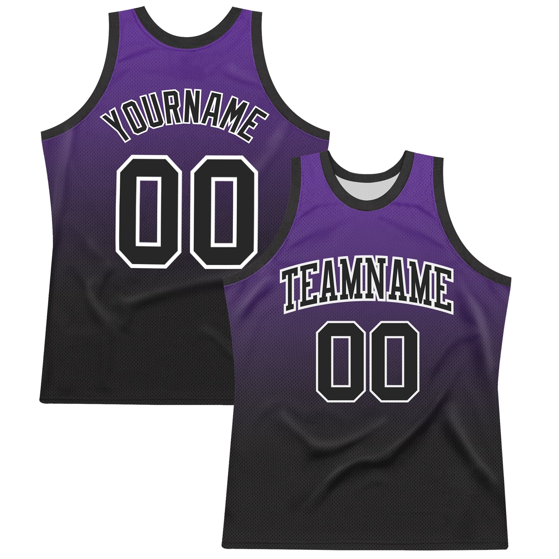Custom Purple Black-White Fade Fashion Round Neck Sublimation Basketball Set Jersey - Main View