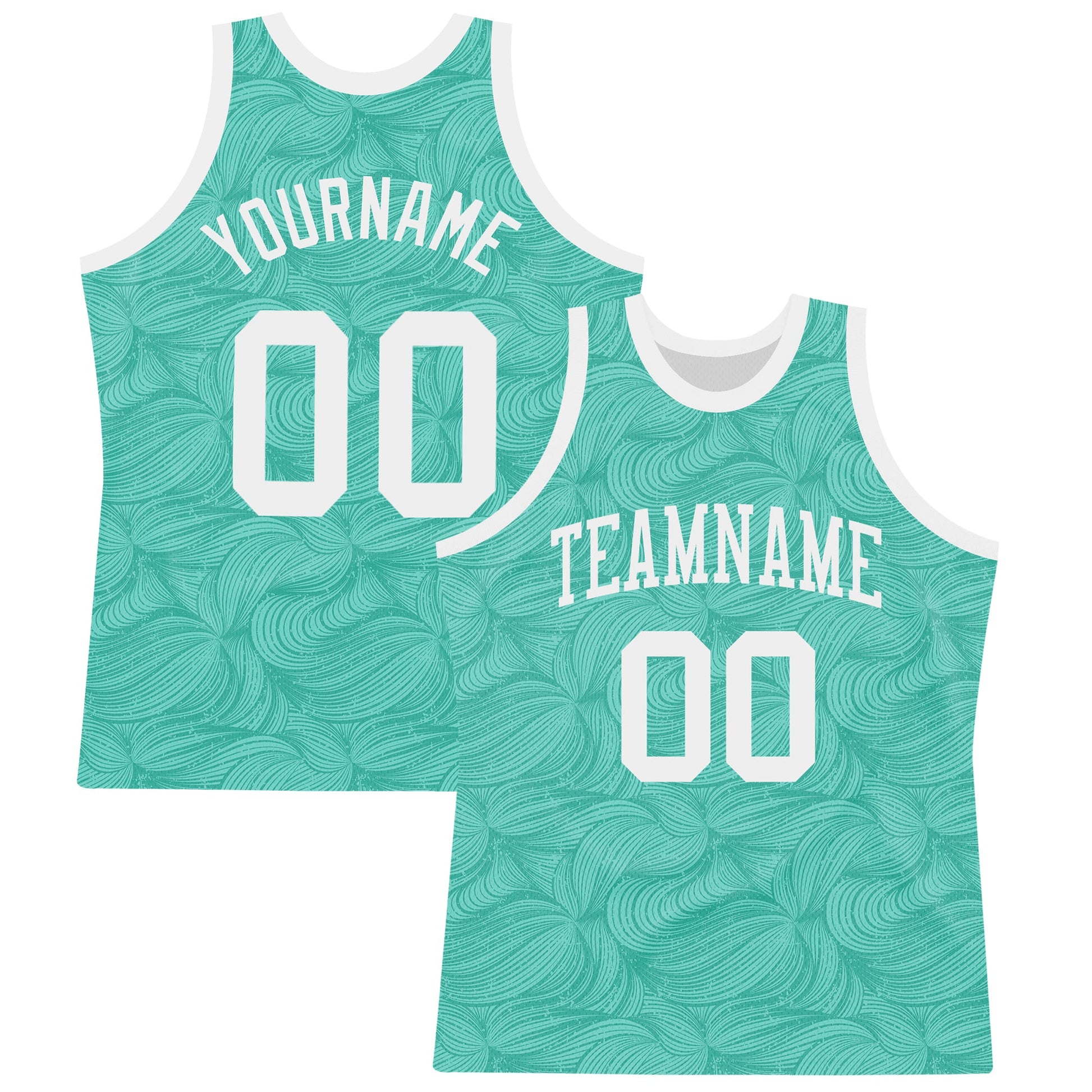 Custom Aqua White Fluid Art Round Neck Sublimation Basketball Set Jersey - Main View