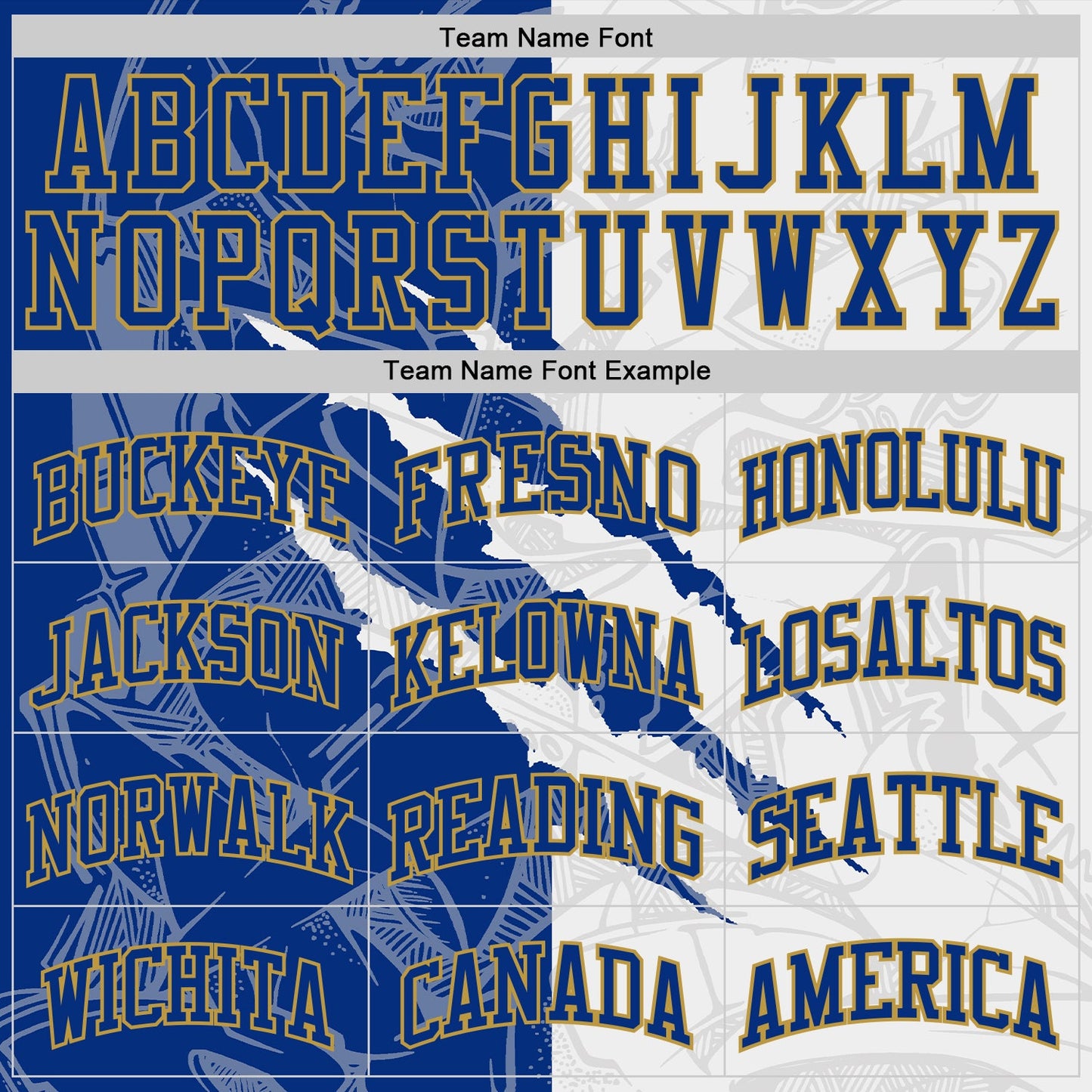 Custom Graffiti Pattern Royal White-Old Gold Scratch Round Neck Sublimation Basketball Set Jersey view 4