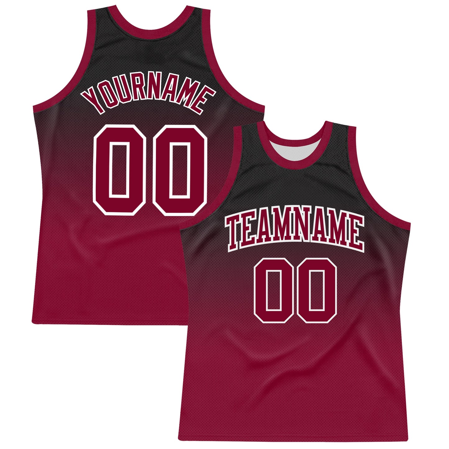 Custom Black Crimson-White Fade Fashion Round Neck Sublimation Basketball Set Jersey - Main View