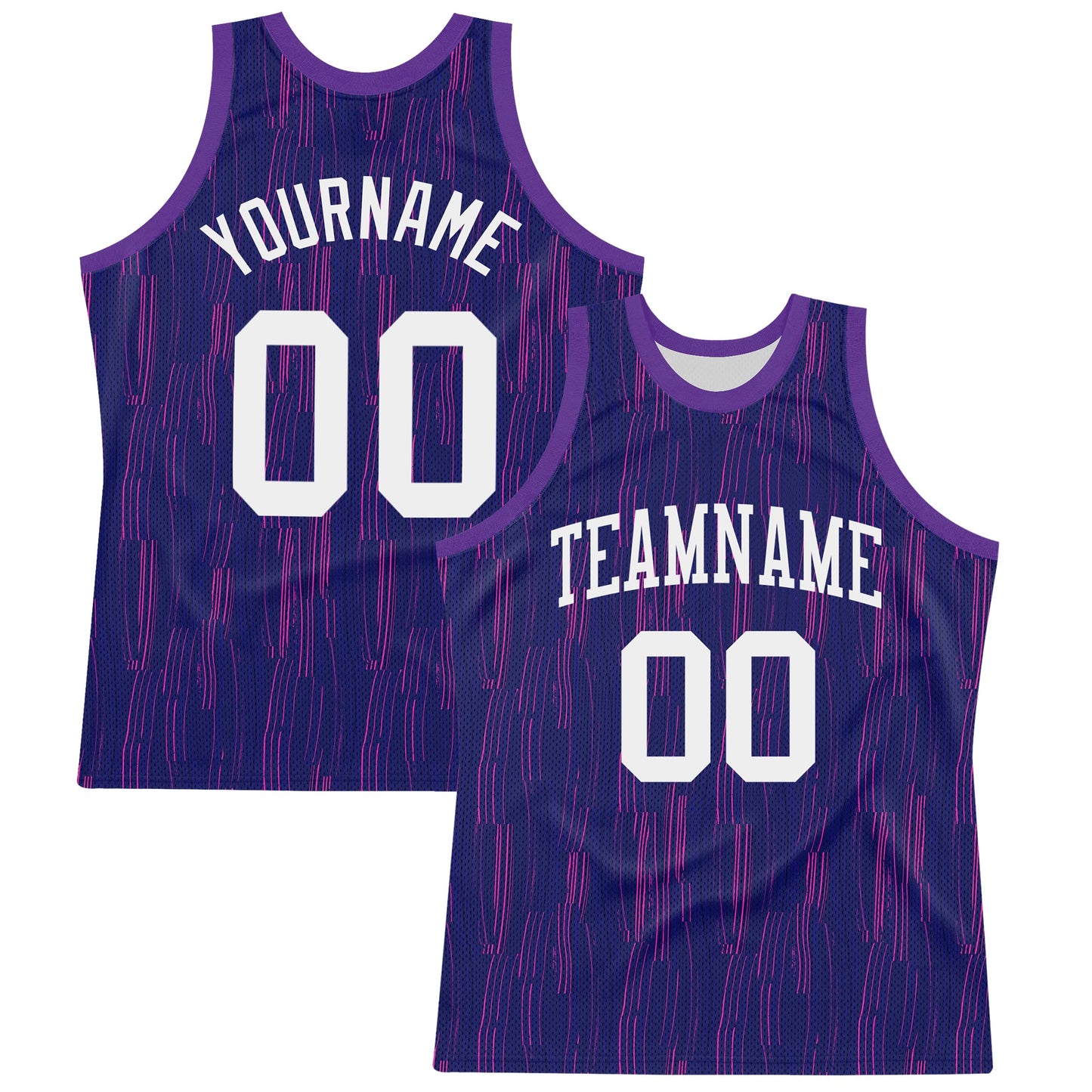 Custom Purple White-Pink Line Round Neck Sublimation Basketball Set Jersey - Main View