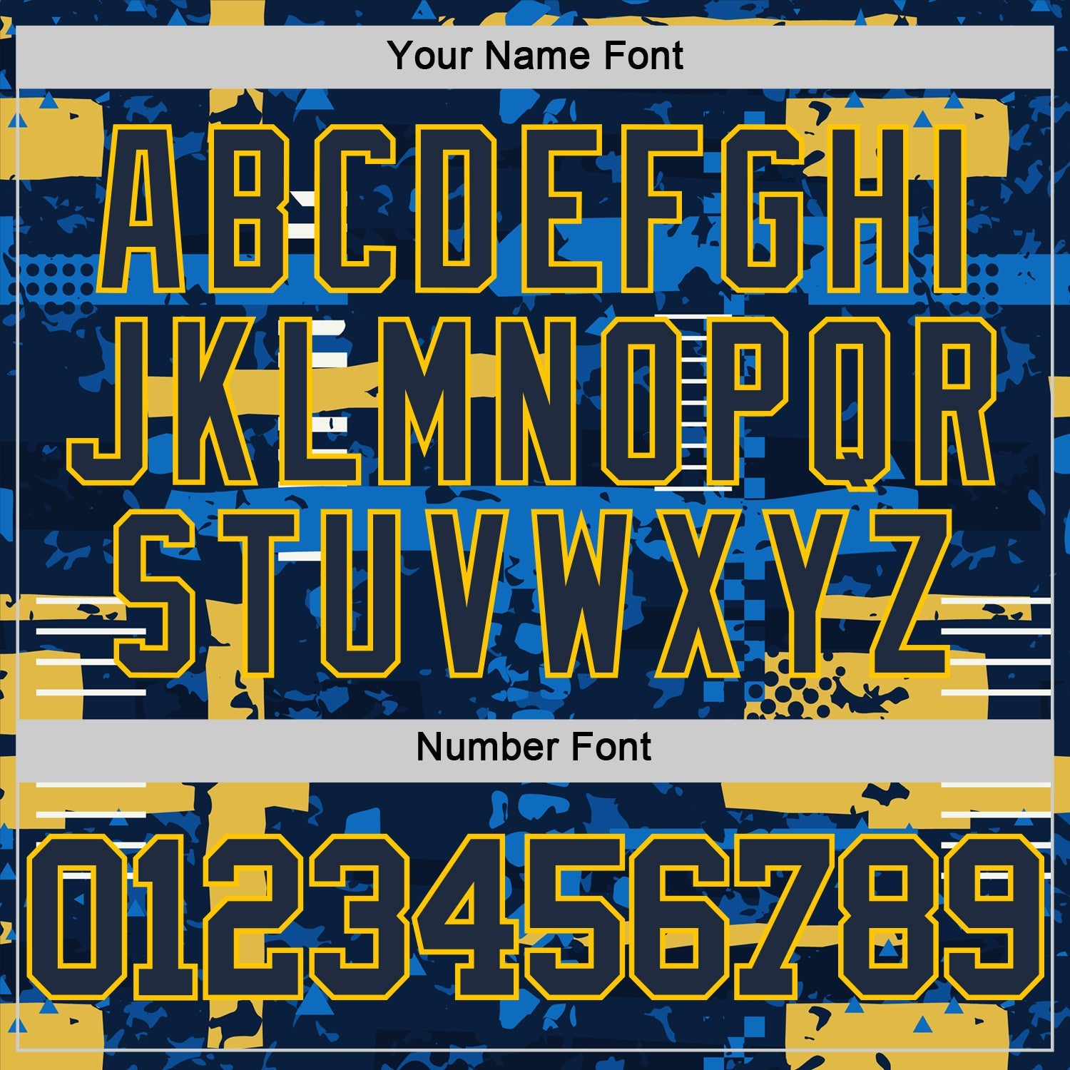 Custom Navy Yellow Abstract Shape Fragment Art Round Neck Sublimation Basketball Set Jersey view 5