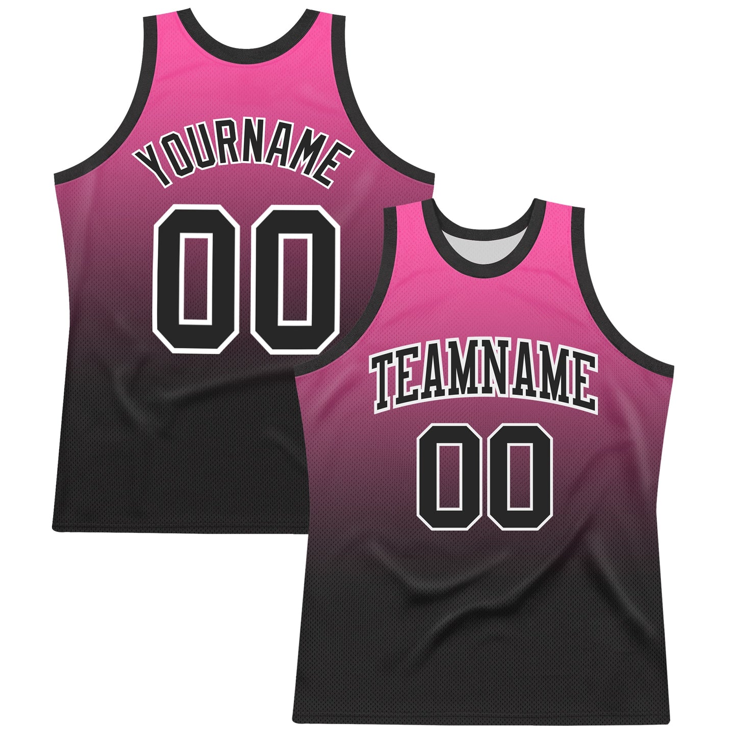 Custom Pink Black-White Fade Fashion Round Neck Sublimation Basketball Set Jersey - Main View