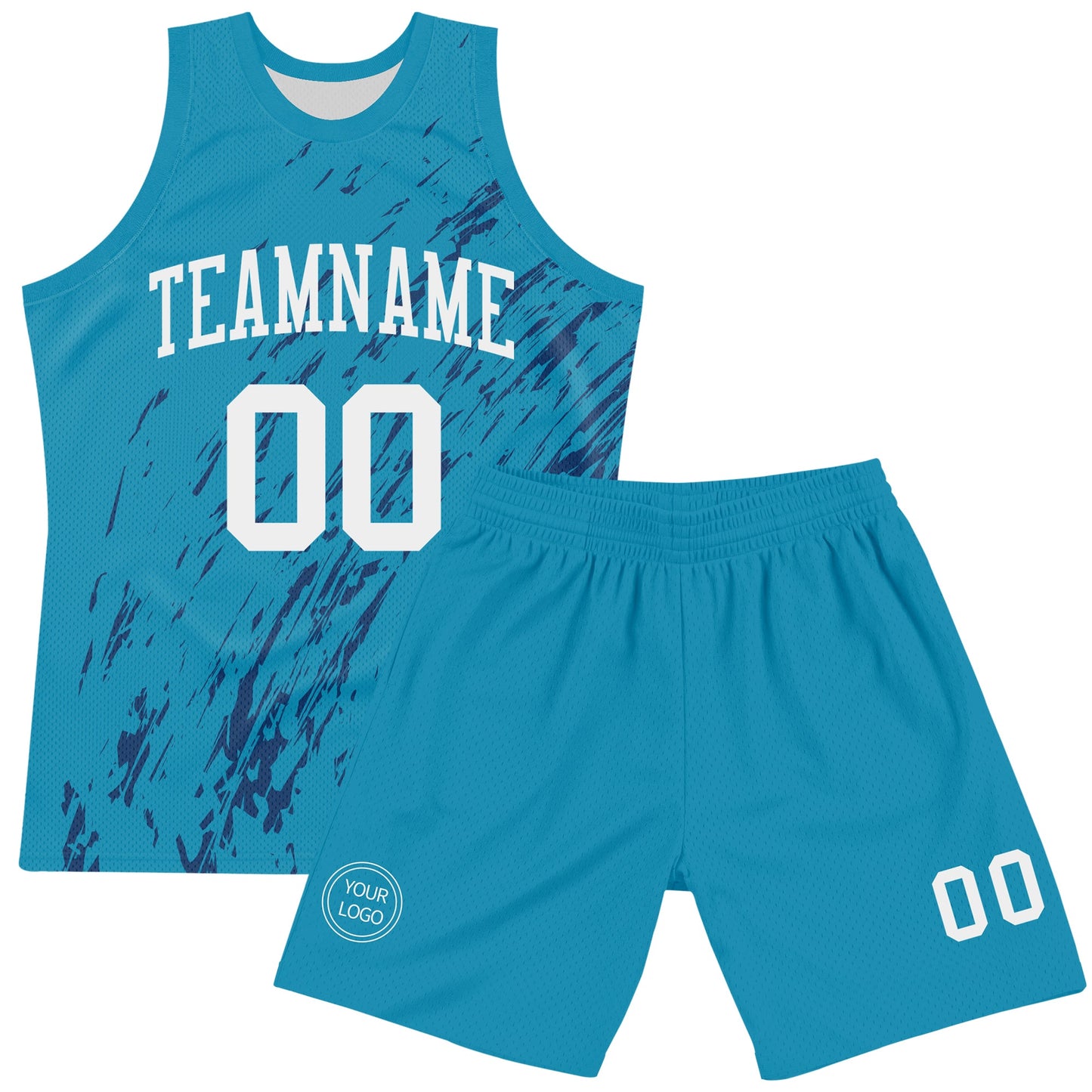 Custom Panther Blue White Splash Round Neck Sublimation Basketball Set Jersey view 2